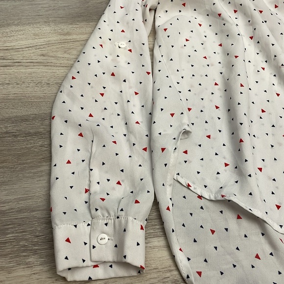 Active USA White with Red & Blue Triangles Long Sleeve or Button Up 3/4 Sleeve S - Picture 11 of 16